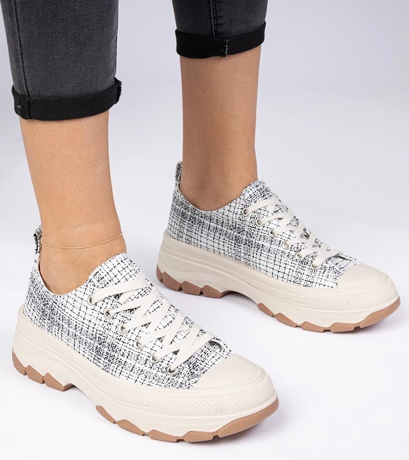 Gemre Adidași alb-negru cu talpă groasă Salsana