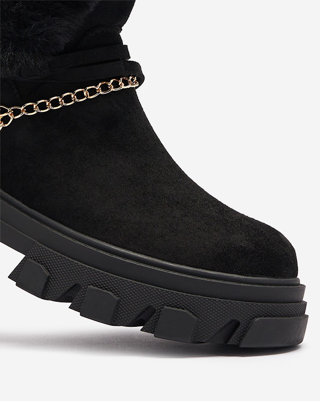 Resti Black women&#039;s eco-suede boots with chain Videric - Footwear