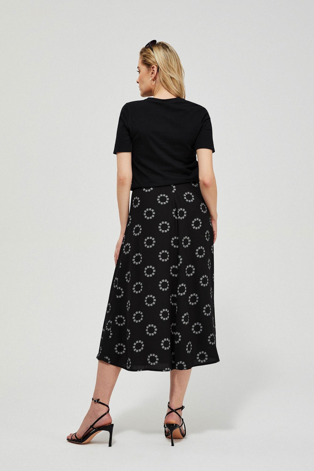 Marisse Flared Skirt With Print L-Sc-3421 Black