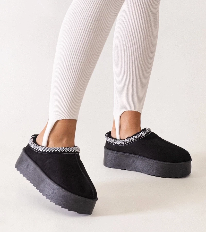 D/CEO Black slippers with fur insulated Valle