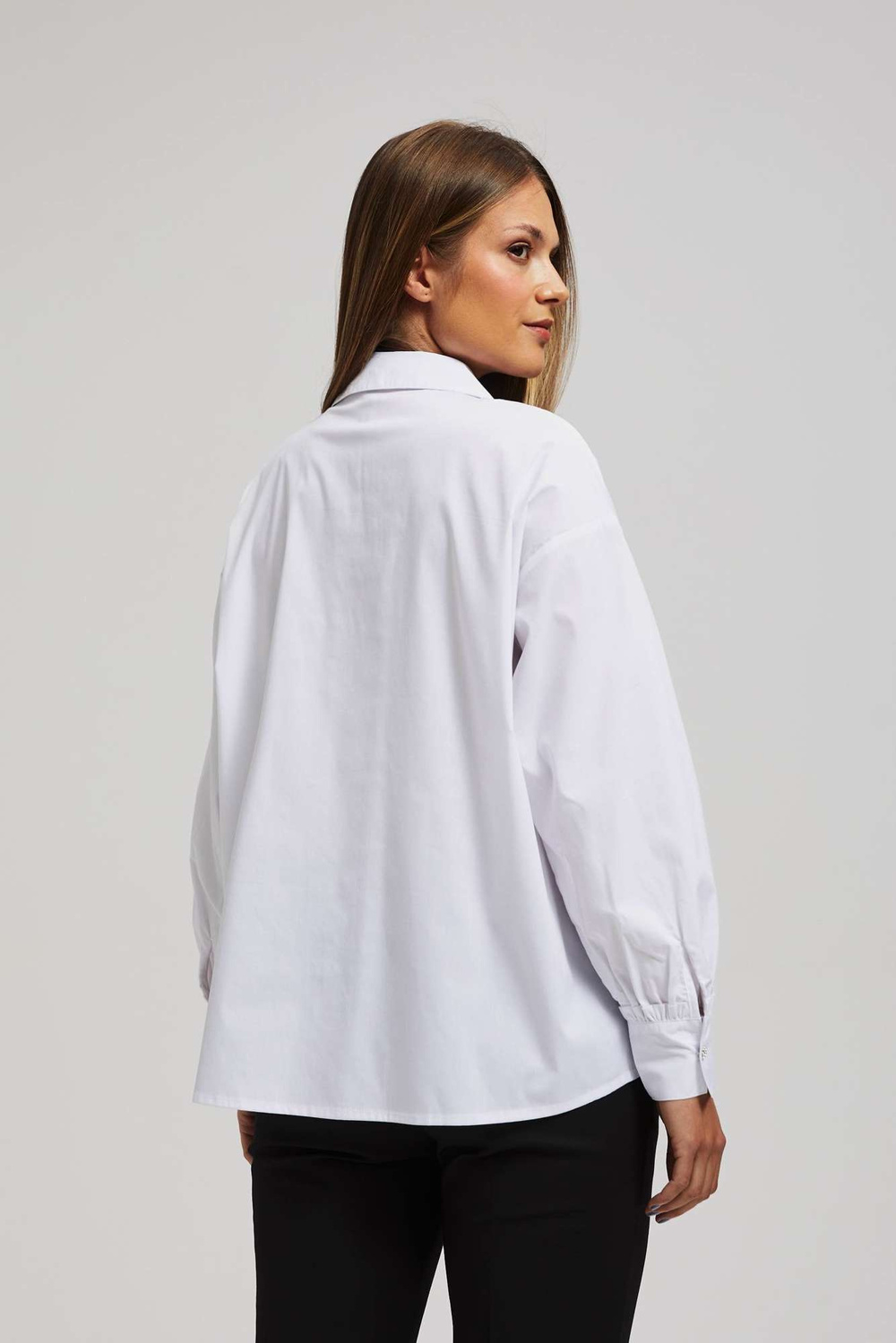 Marisse Shirt With Silver Decorative Buttons And White Collar