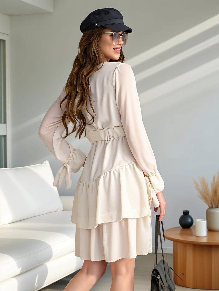 Resti Women's mini dress with ruffles and wrap neckline