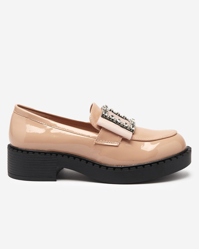 Resti Lacquered shoes with a buckle in nude color Fogim- Footwear