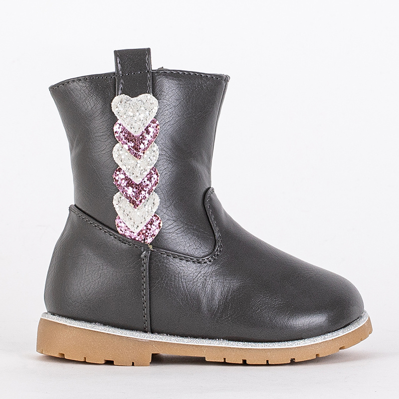 Resti Gray girls boots with a decorative upper Nokimi - Footwear