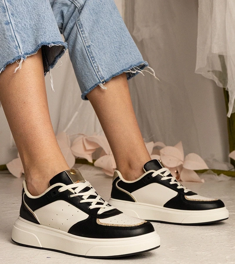 Gemre Adidași negri de damă cu inserție sclipitoare Zorra