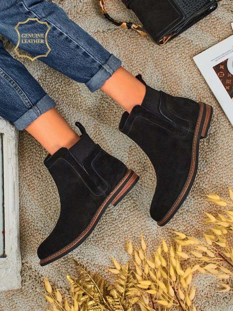 Resti Black Ariston Leather Suede Ankle Boots