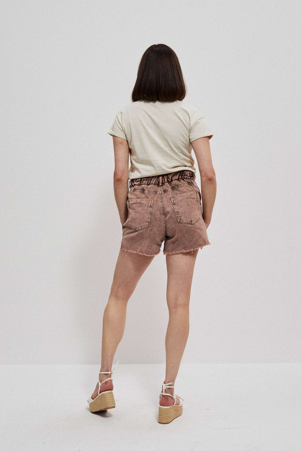 High-waisted denim shorts