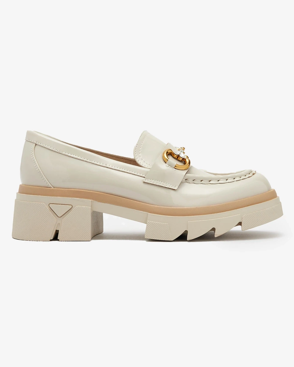 Resti Lacquered beige women&#039;s moccasins with crystals Inriw - Footwear