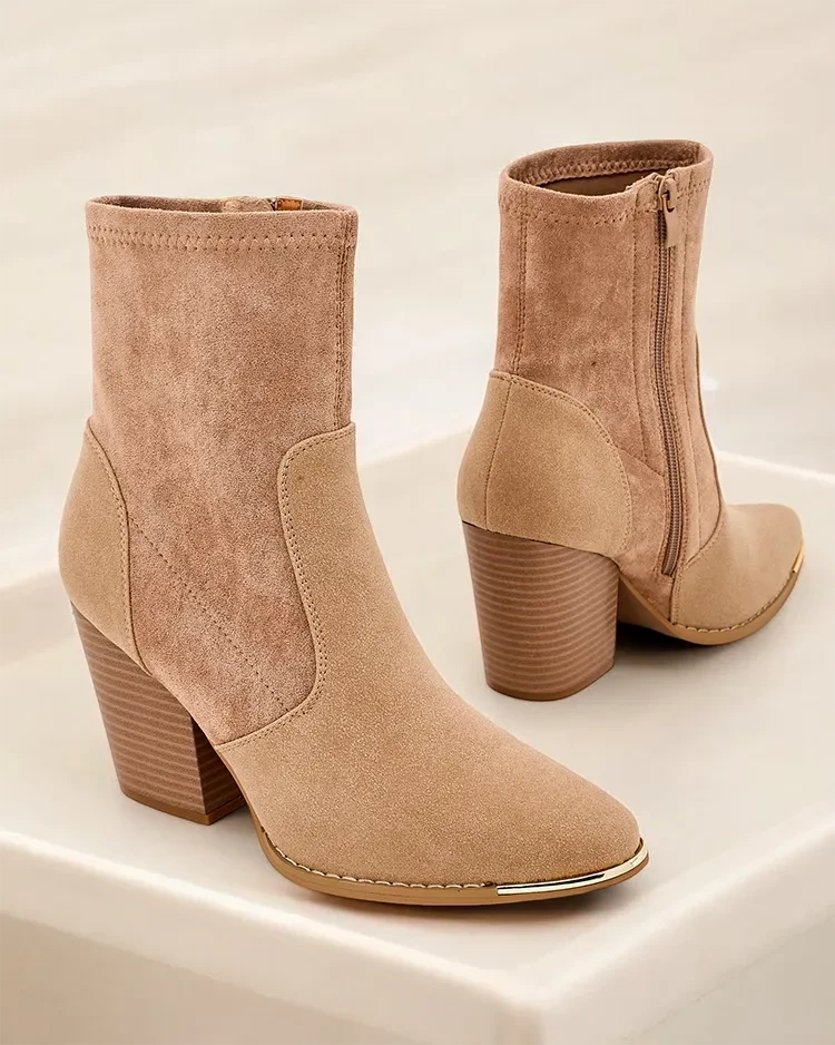 Resti Women's eco-suede ankle boots on a post Gris