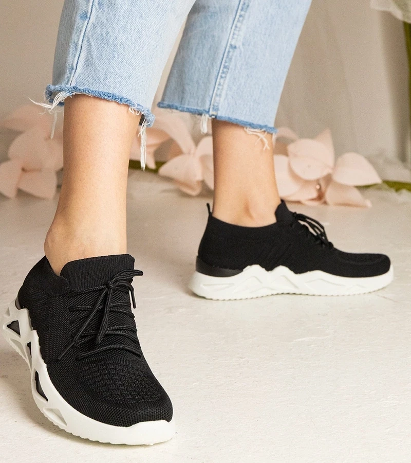 Gemre Adidași negri de damă cu guler tip șosetă Miyana