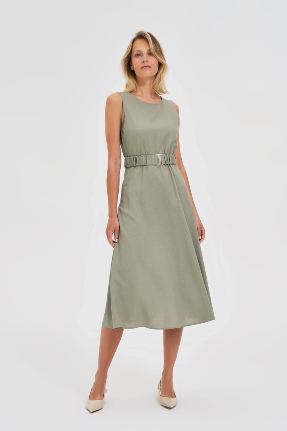 Marisse Olive Dress With Belt