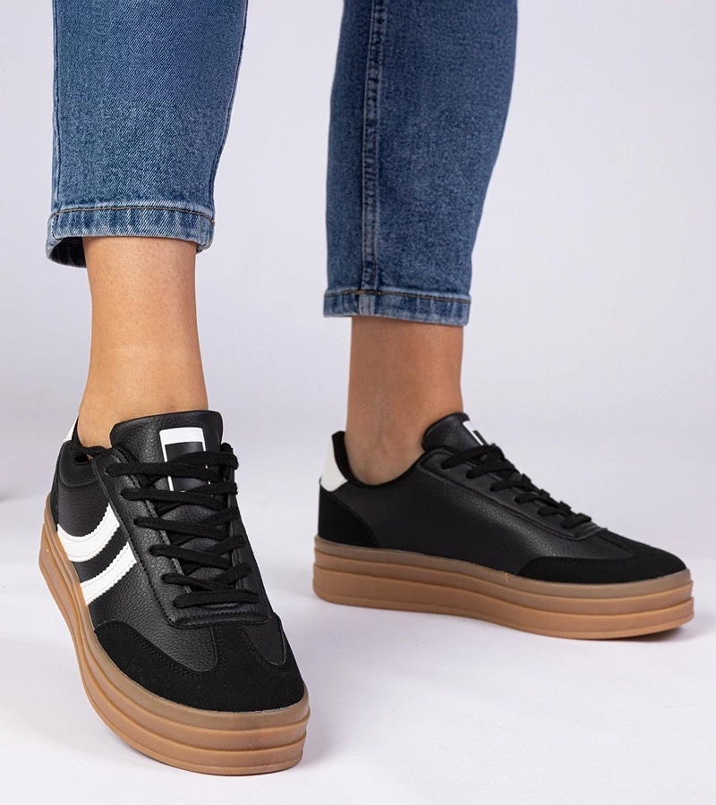 Gemre Adidași negri de damă pe platformă Melly