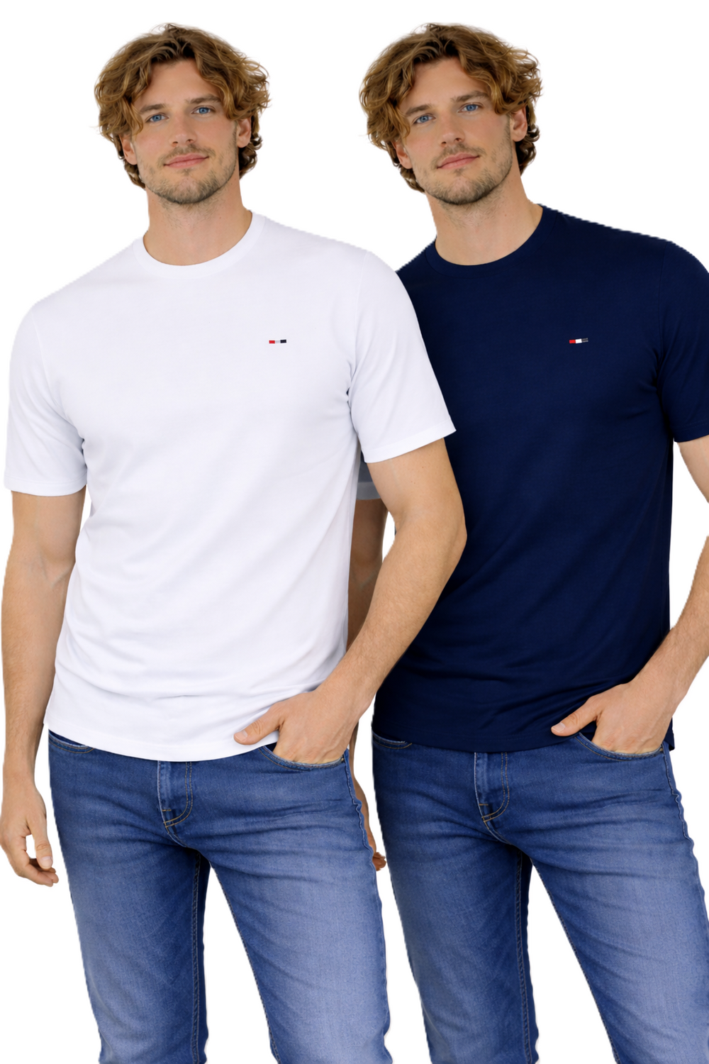 Starlee - Pánske tričko 2-pack, biele a námornícke