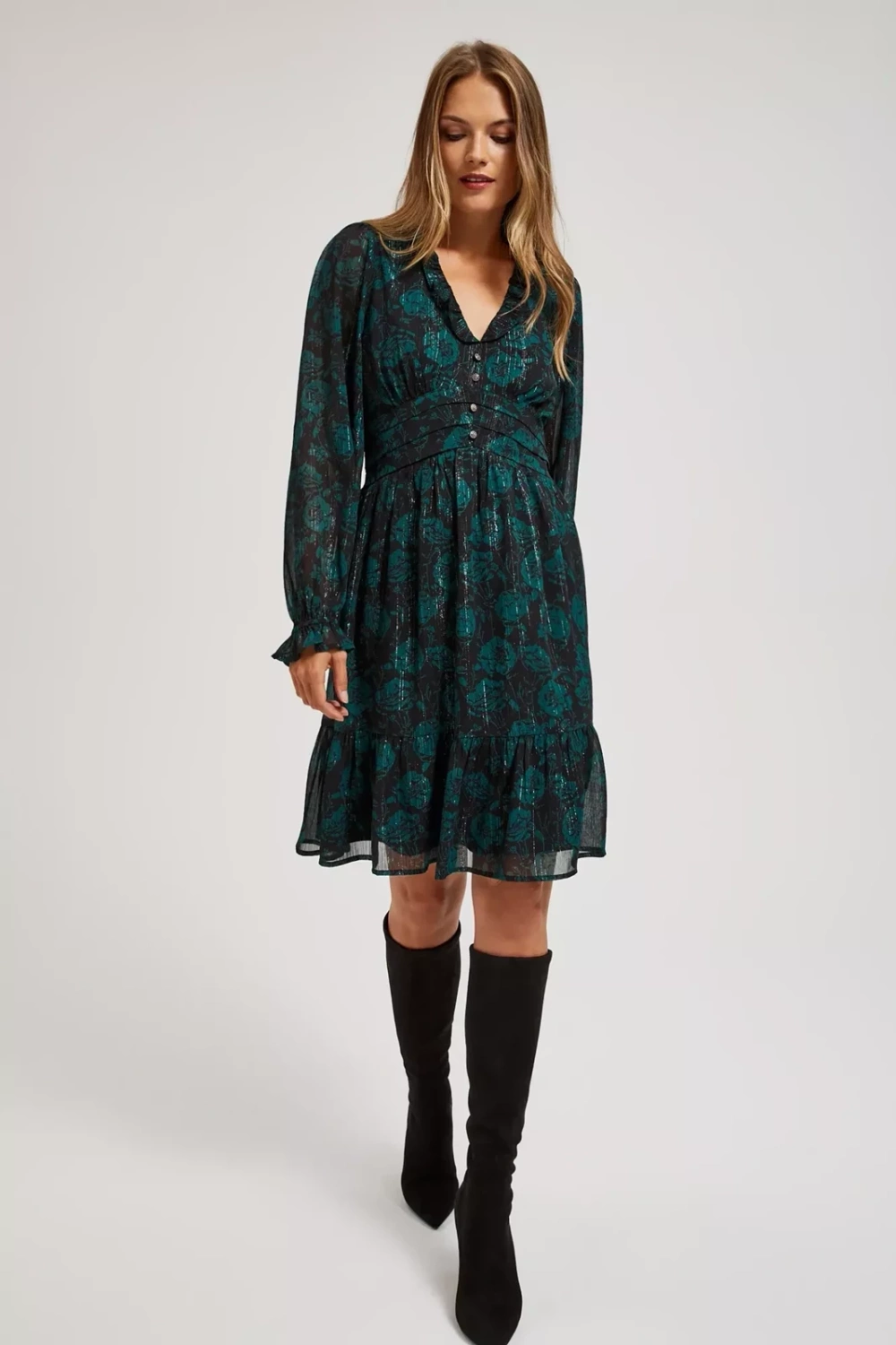 Marisse Chiffon Dress With A Floral Pattern
