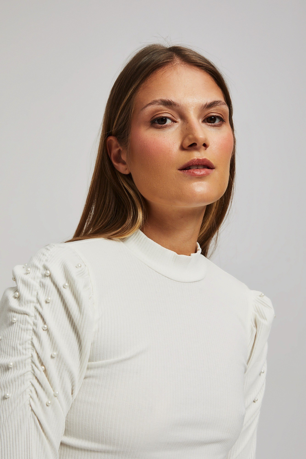 Puff sleeve blouse - white || - ecru