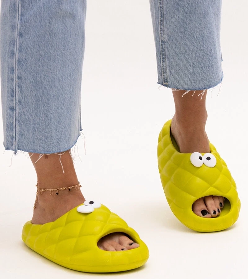 marka niezdefiniowana Papuci de spumă verzi cu ochii lui Gorgon