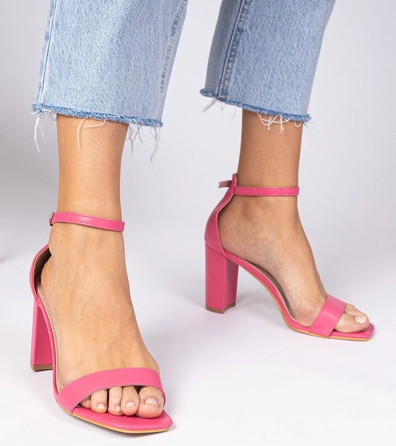 marka niezdefiniowana Pink block heel sandals Kasedi
