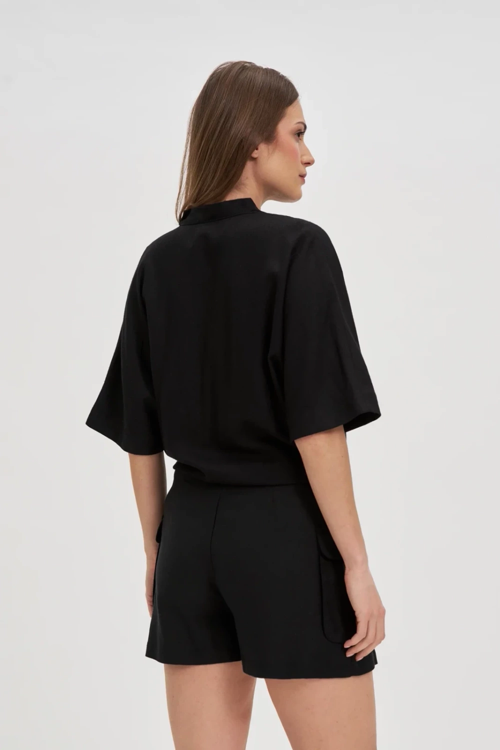 Marisse Viscose-Linen Black Shirt