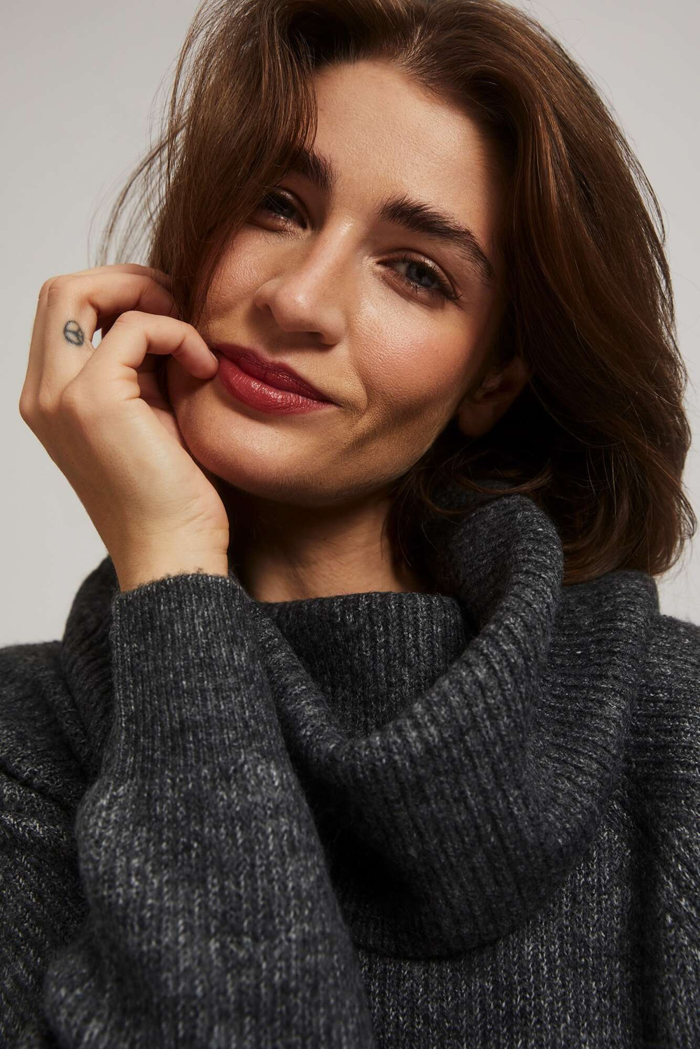 Marisse Graphite Turtleneck Sweater Dress