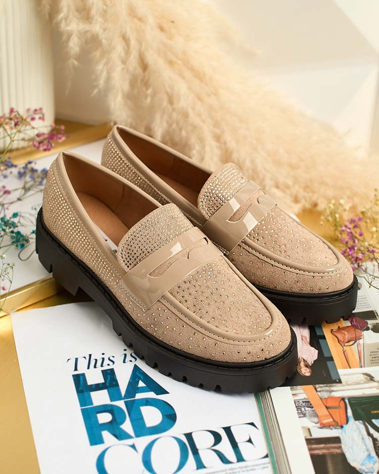 Resti Womens moccasins with zircons Shineshine