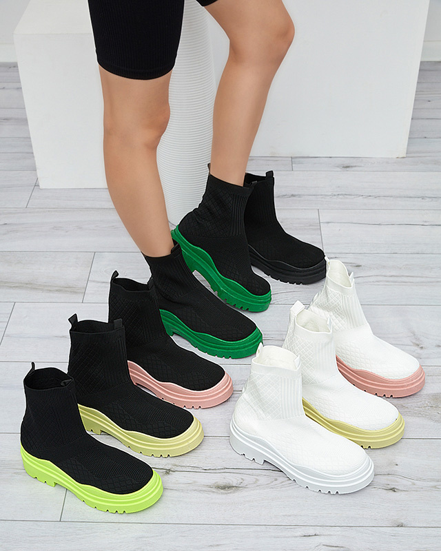 Resti White and yellow women's flat-heeled boots Seritis - Footwear
