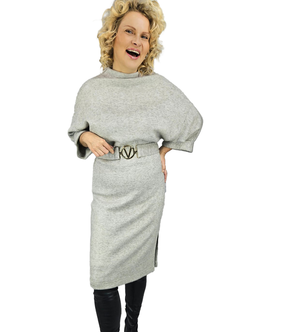 Pri Knitted midi dress with belt and bat sleeves ALENA