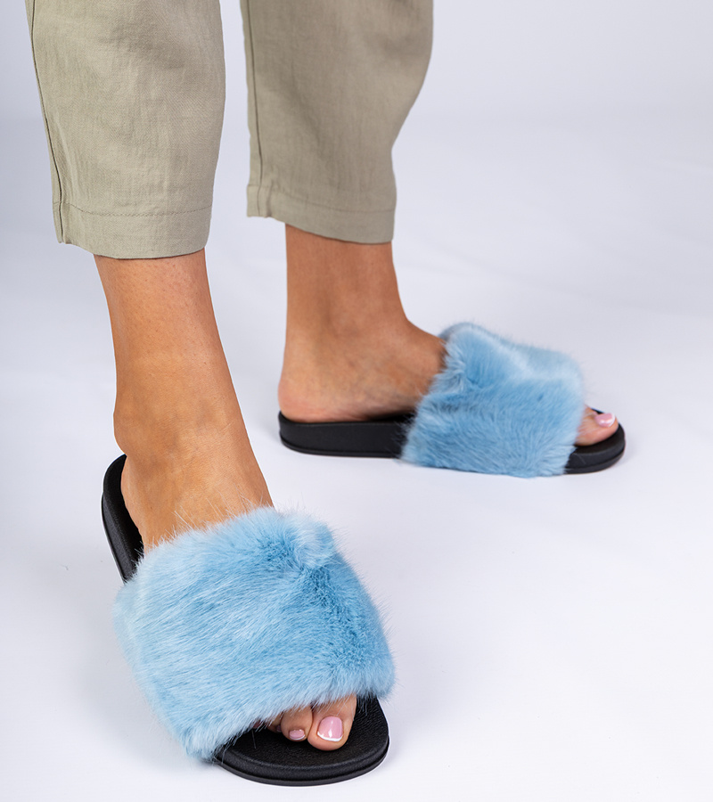 marka niezdefiniowana Blue fur slides Manny