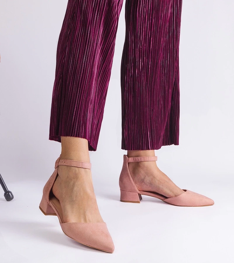 Gemre Pantofi roz Elison cu toc mic