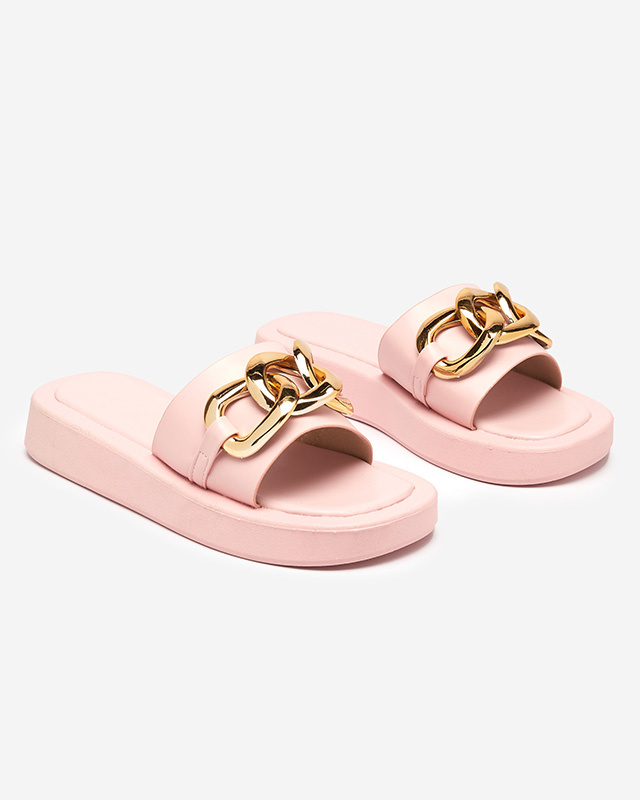 Resti Women&#039;s pink slippers with a gold chain Reteris - Footwear
