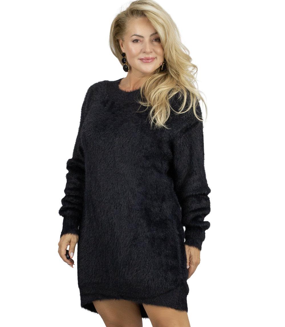 Pri Fluffy sweater knit dress round neckline FLUFFY