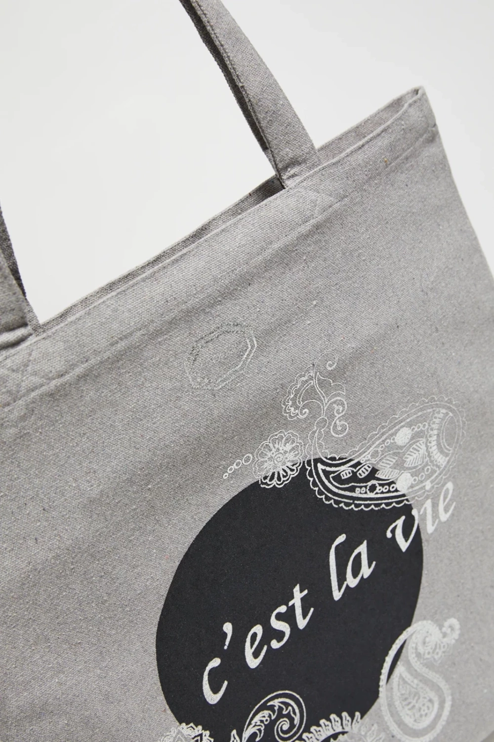Marisse Gray Printed Shopper Bag