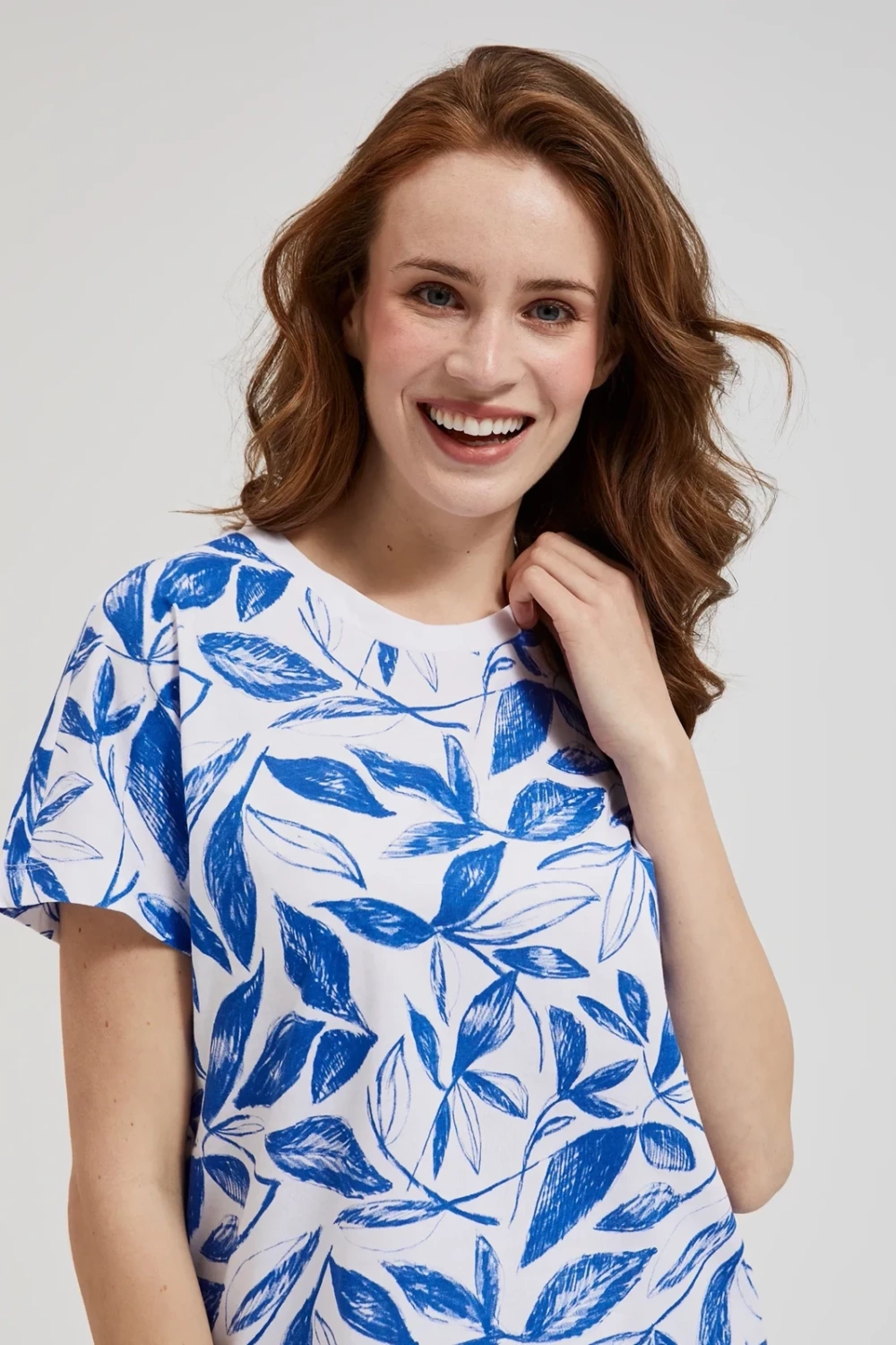 Women's T-shirt MOODO with print - light blue