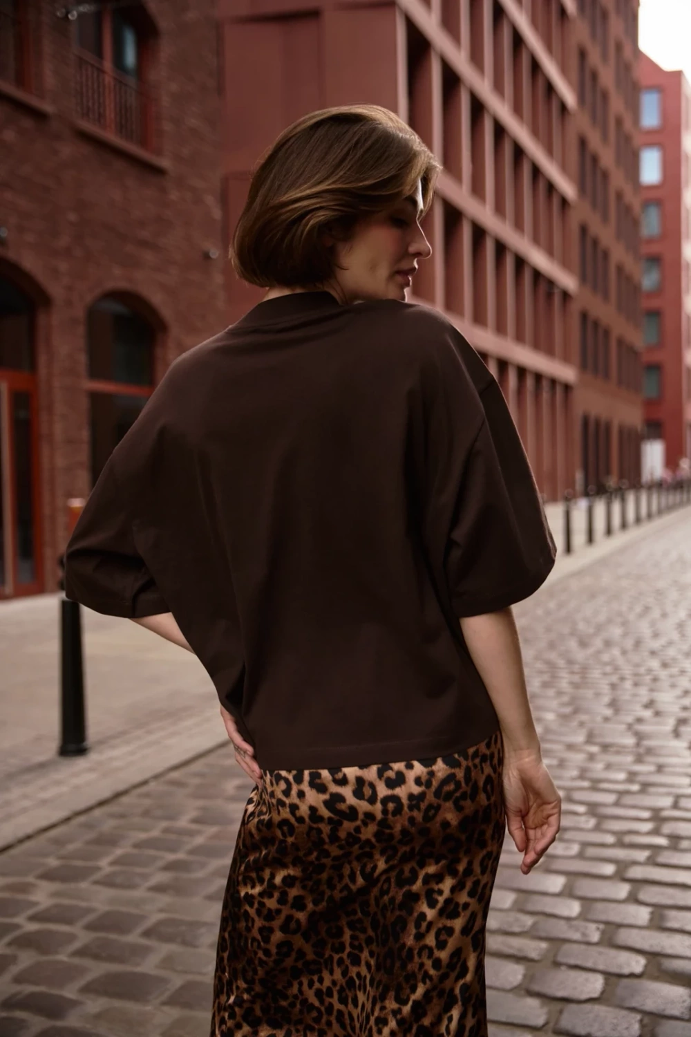 Marisse Plain Oversize Brown Blouse