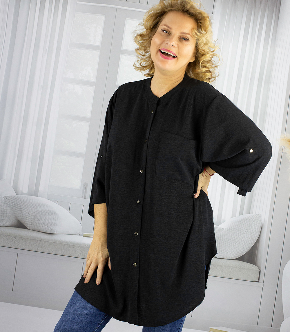 Pri Elegant oversize blouse shirt with stand-up collar ANNA