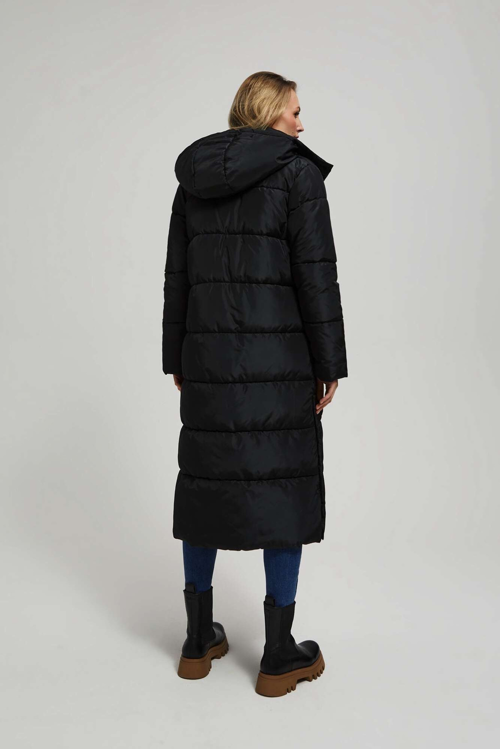 Marisse Quilted Hooded Jacket Black