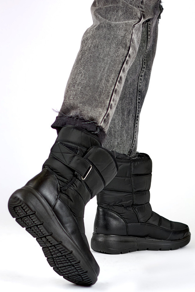 primohurt Czarne śniegowce na rzep buty ocieplane na zimę