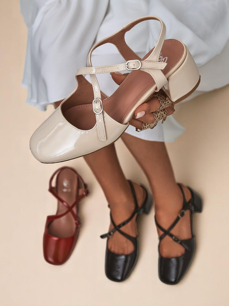 Resti Royal Fashion Women's Lolita Low-Heeled Pumps with Decorative Straps