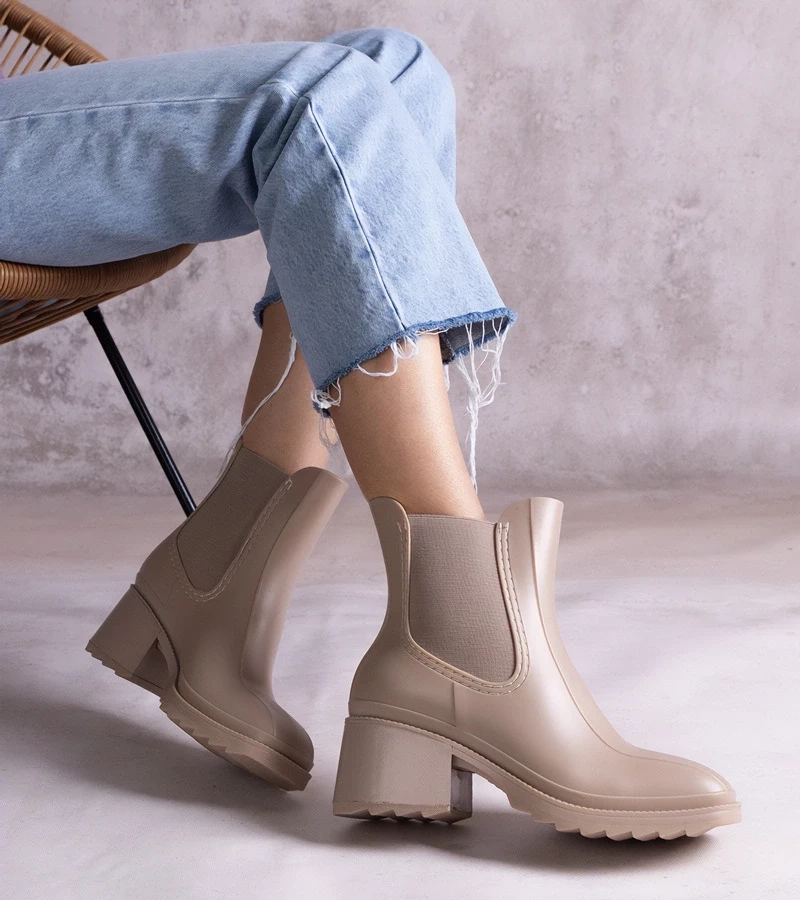 Gemre Botine bej de cauciuc cu toc Surien