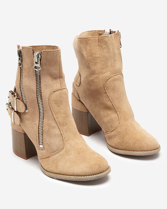 Resti Light brown women's boots on the post Ferrgo- Footwear