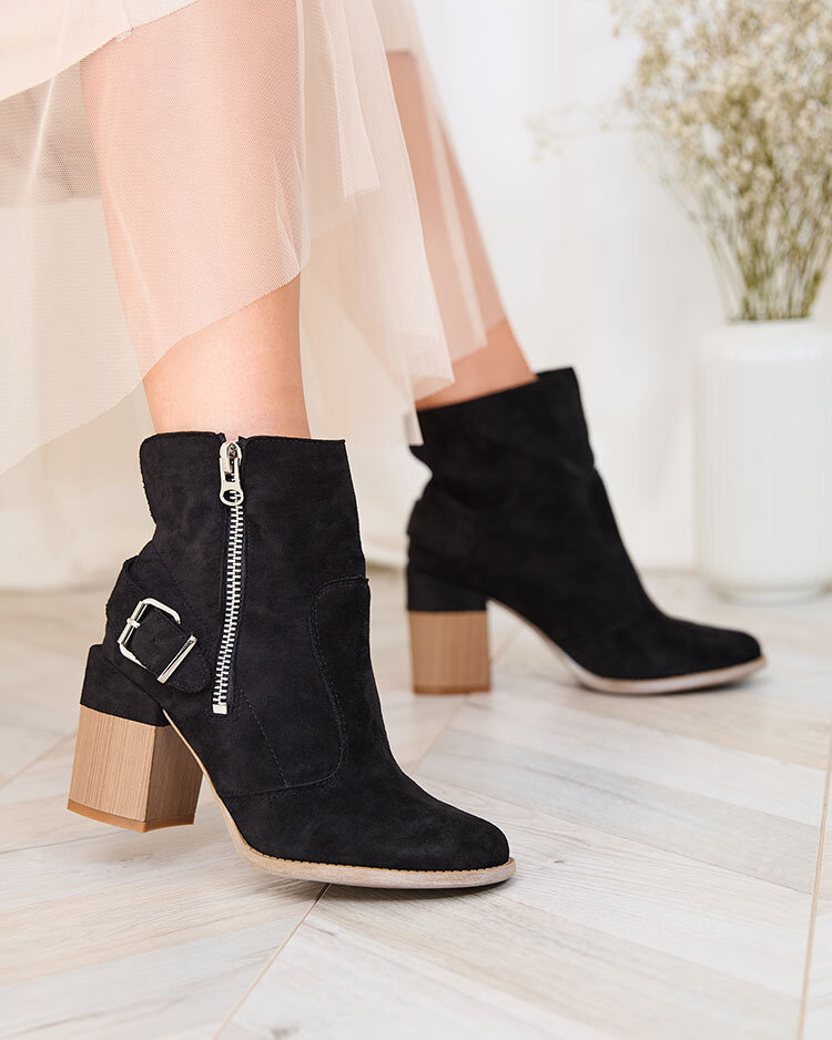 Resti Black eco-suede women&#039;s high stiletto boots Acimra