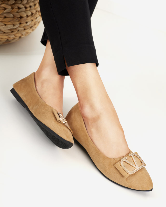 Resti Women&#039;s beige ballerinas with an ornament on the toe Cavo - Footwear
