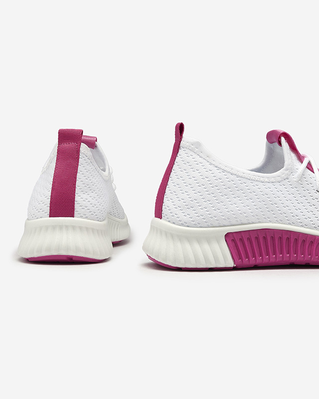 Resti White women&#039;s sports shoes with fuchsia inserts Kedeti - Footwear