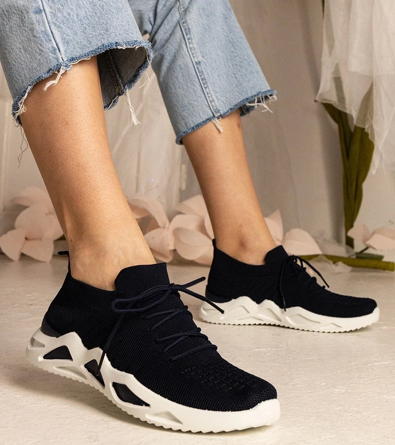 Gemre Sneakersuri albastre pentru femei cu guler tip șosetă Miyana