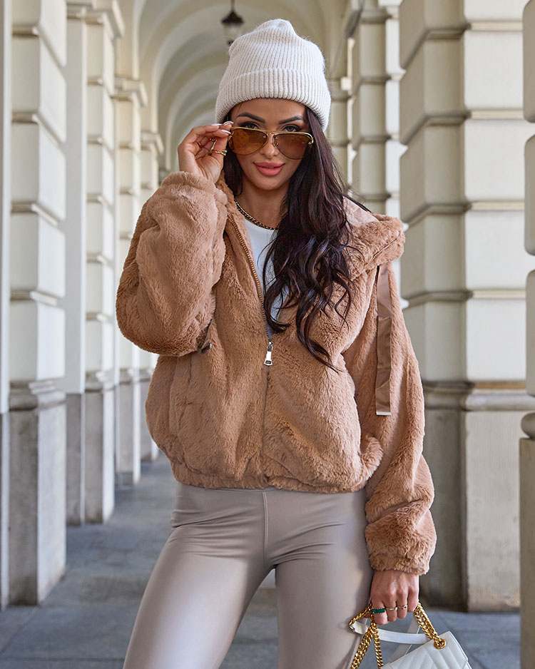 Resti Light brown women's imitation fur jacket