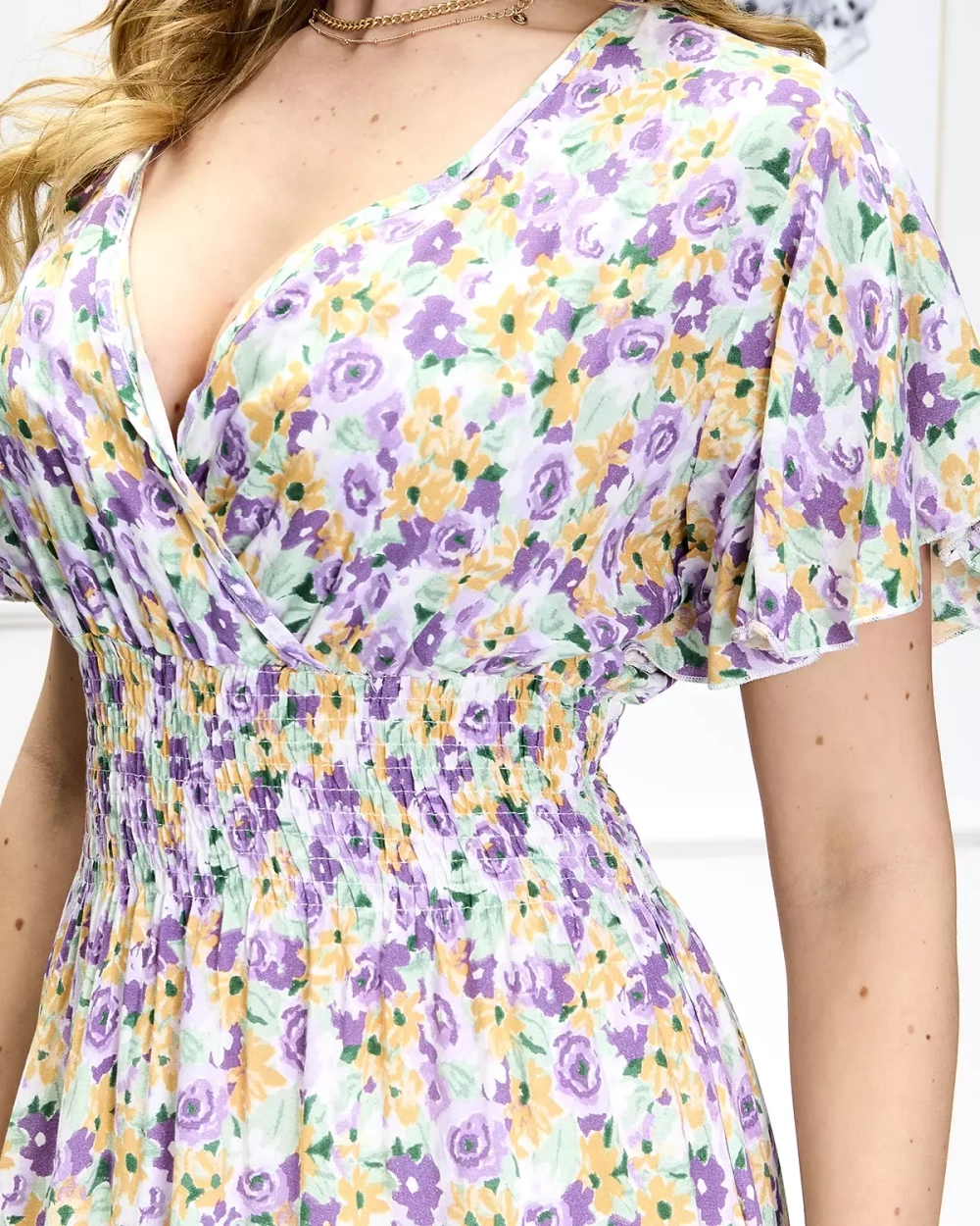 Resti Purple-green women's floral midi dress - Shoes