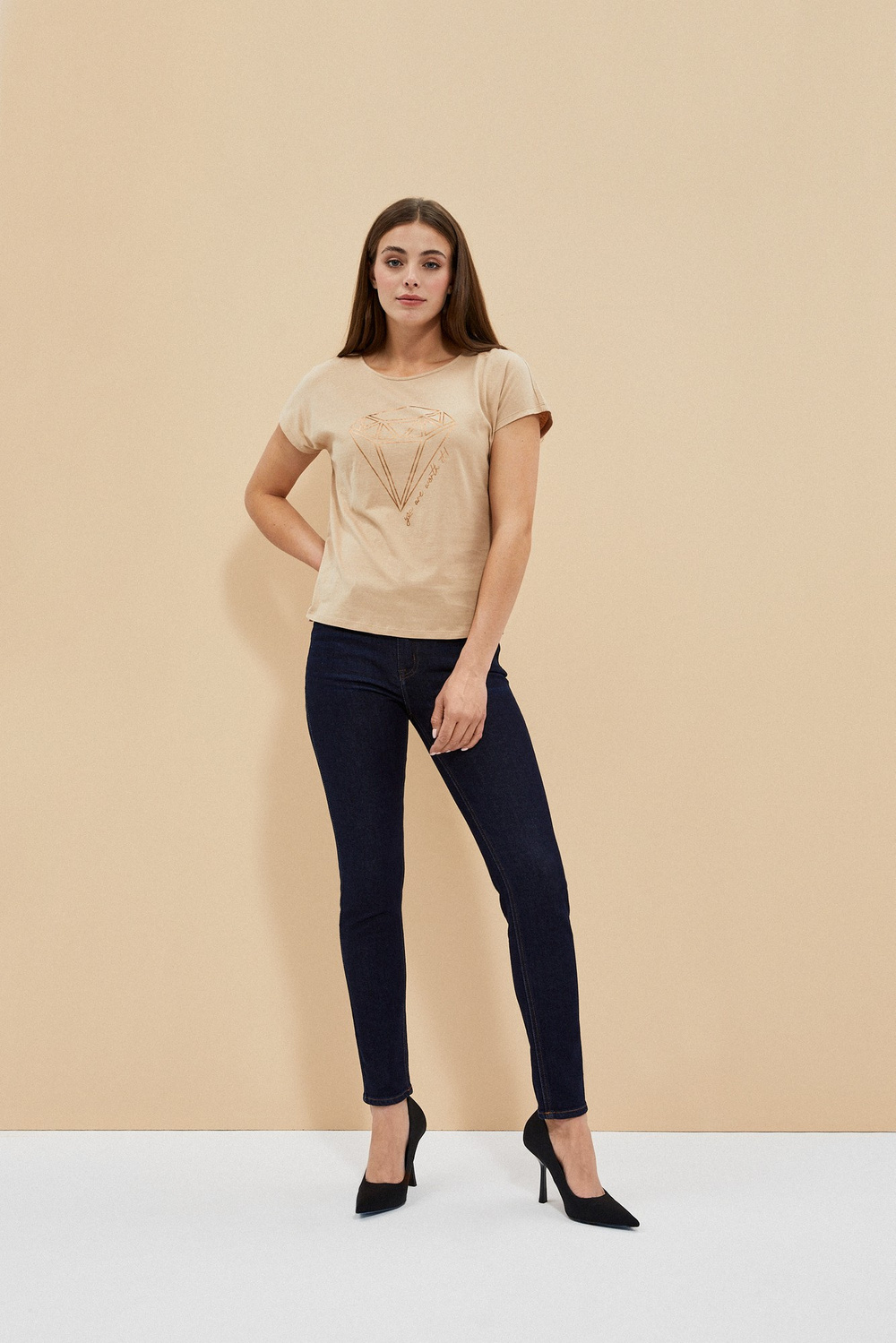 Marisse Women's T-Shirt L-Ts-4042 D.Beige