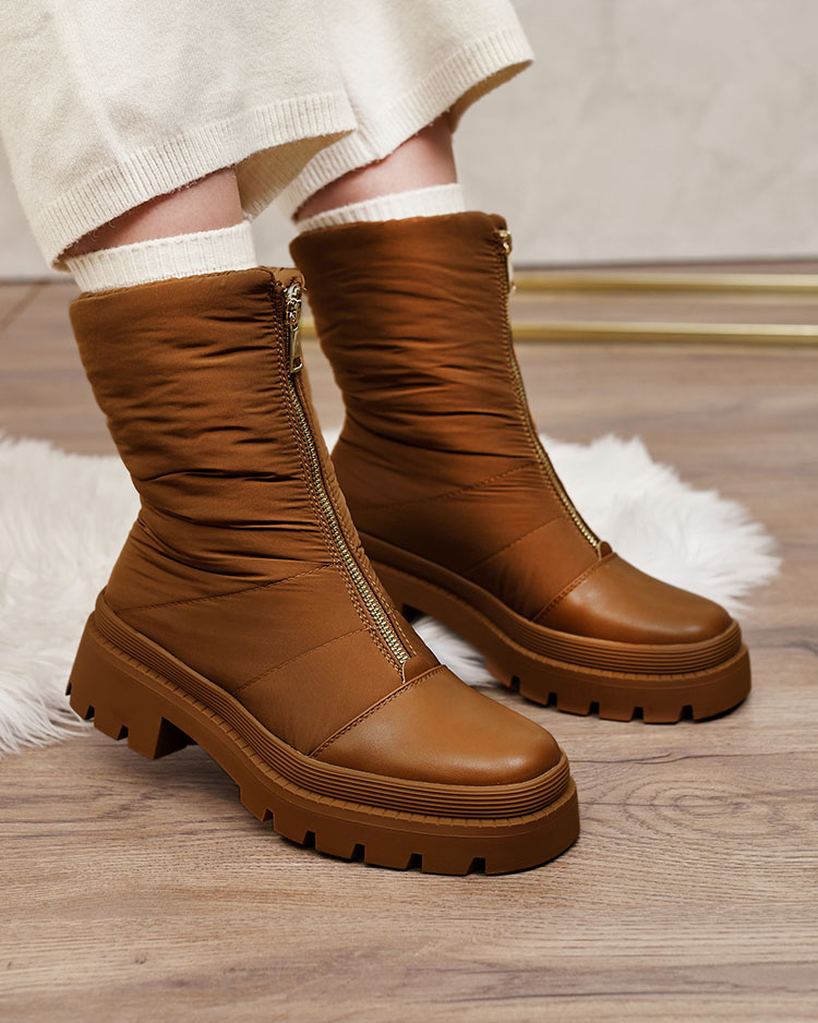 Resti Women&#039;s Tainve flat heeled boots in camel color