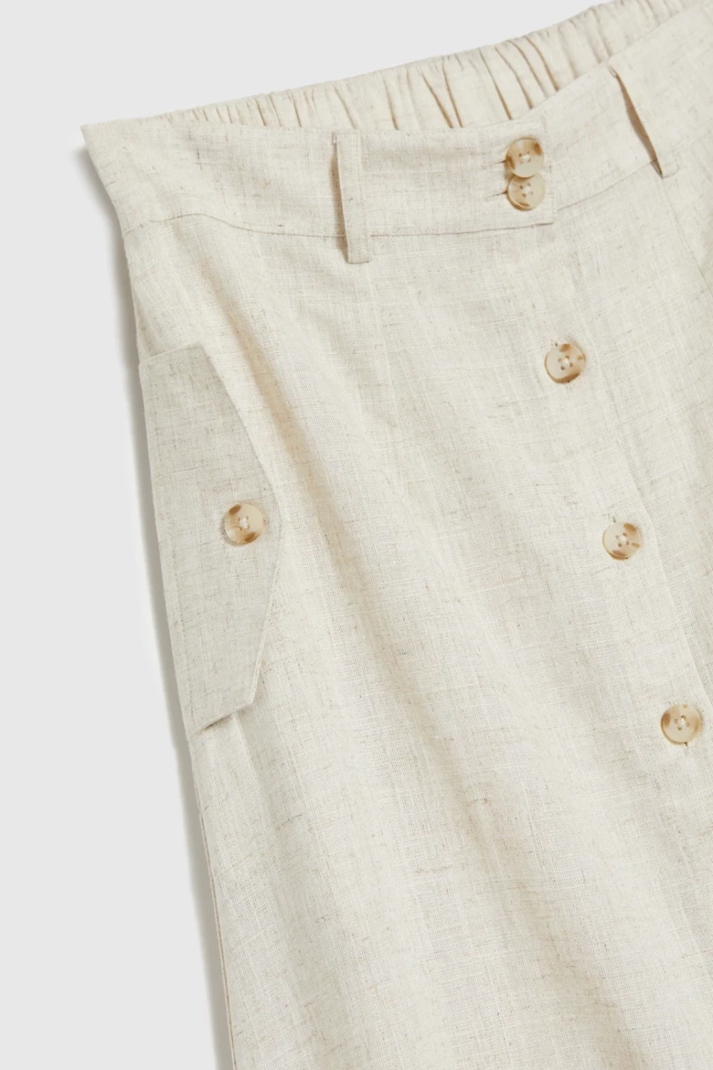 Marisse Beige Linen Midi Skirt