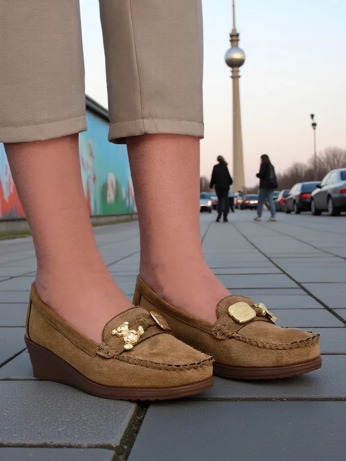Resti Women's moccasins on a low wedge Mollan