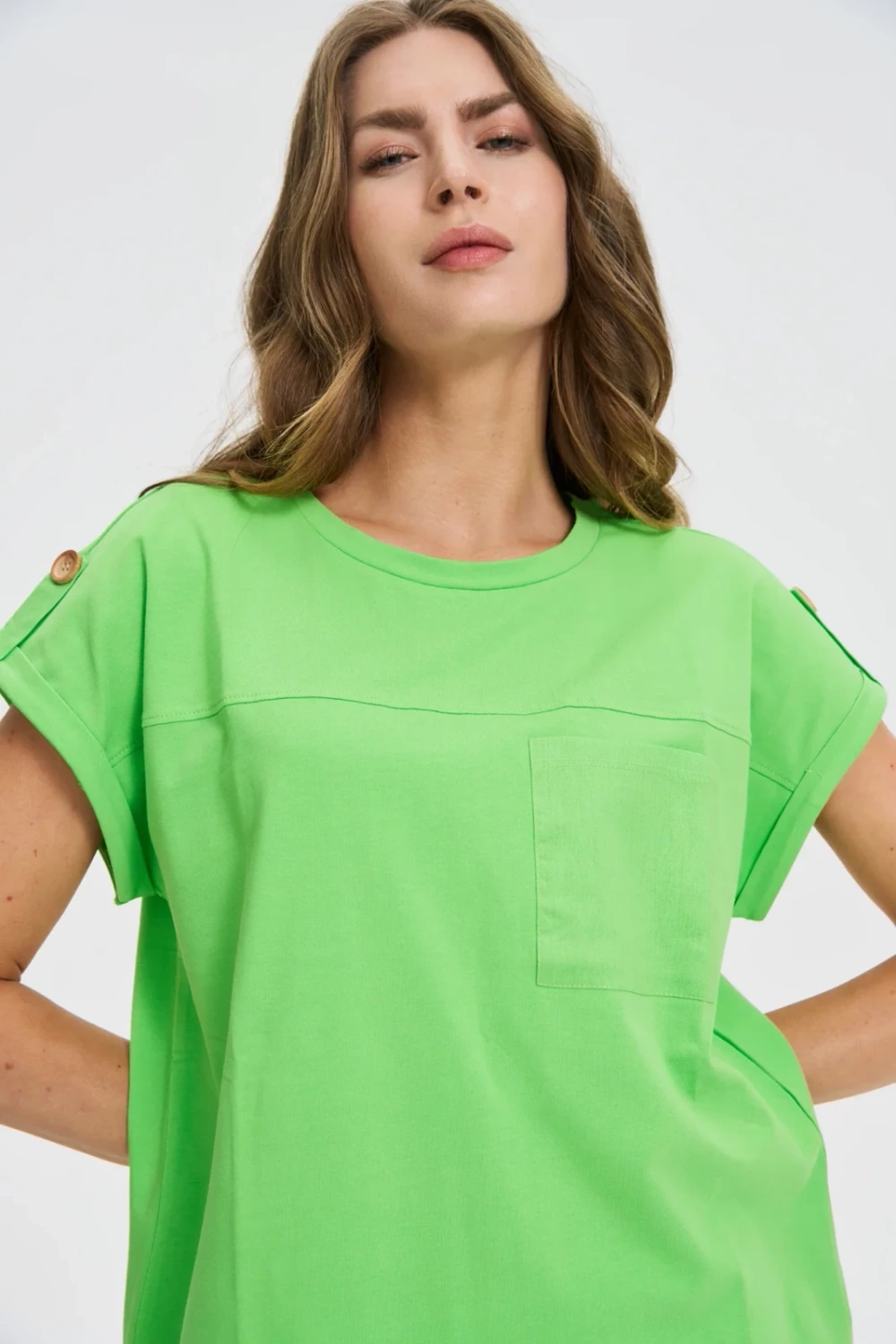 Marisse Green T-Shirt With Pocket